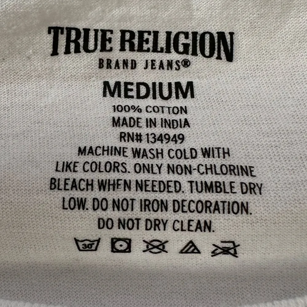 True Religion Medium Short Sleeve‎ T-Shirt With Iconic Sleeve Logo